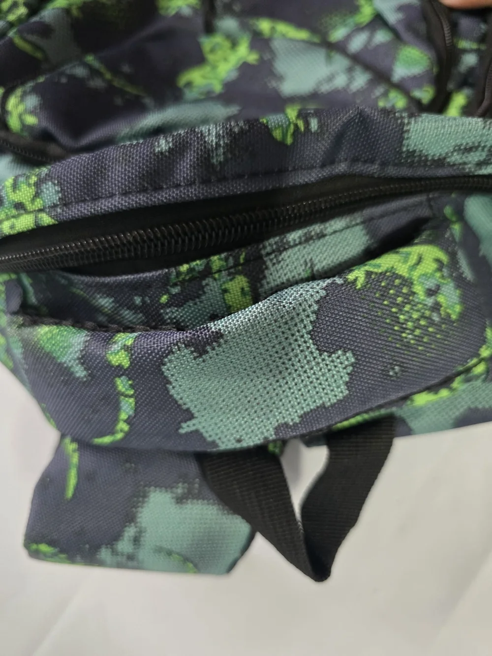 Dinosaur Print Kids Backpack Blue/Green Polyester Zip Padded w/ Outer Pockets